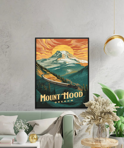 Mount Hood Vintage Travel Poster - Mountain Majesty