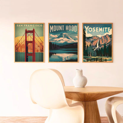 Mount Hood Vintage Travel Poster - Retro Mountain Views