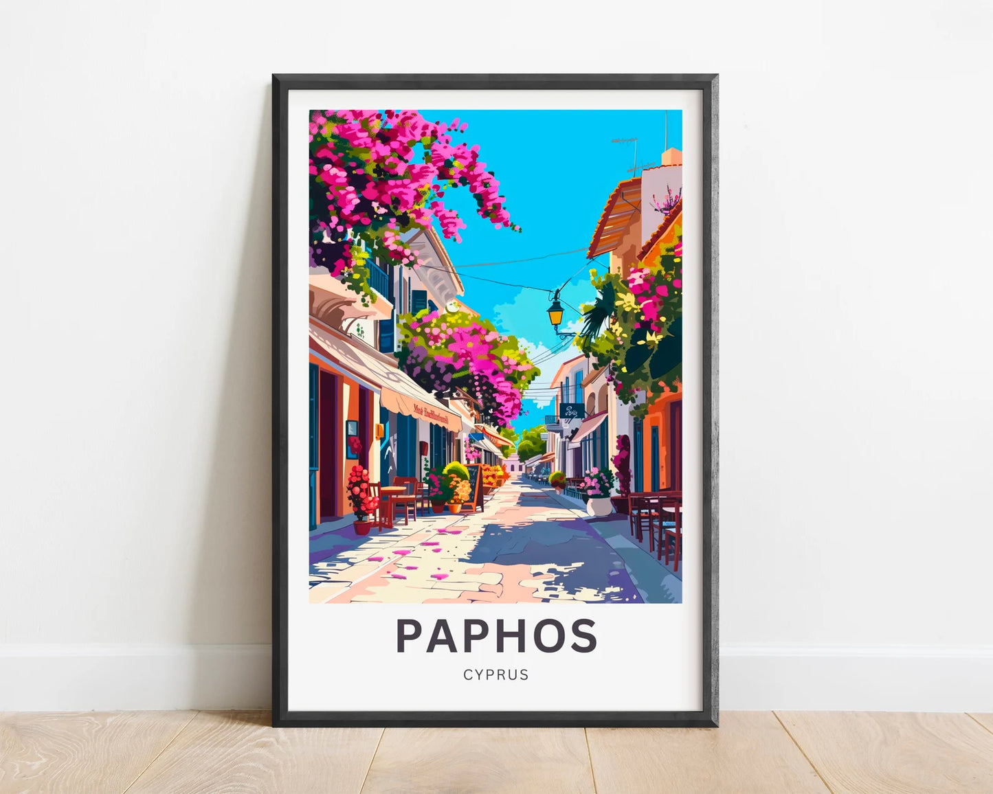 Paphos Travel Poster - Cyprus Charming Street