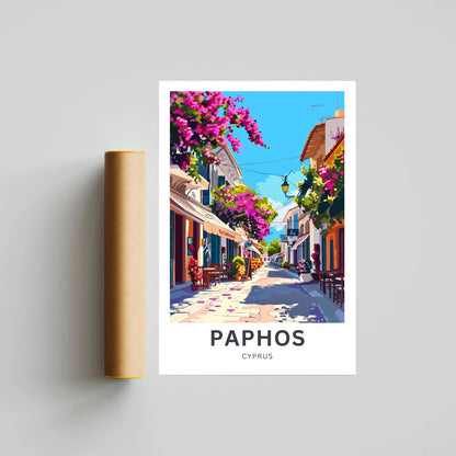 Paphos Travel Poster - Cyprus Charming Street