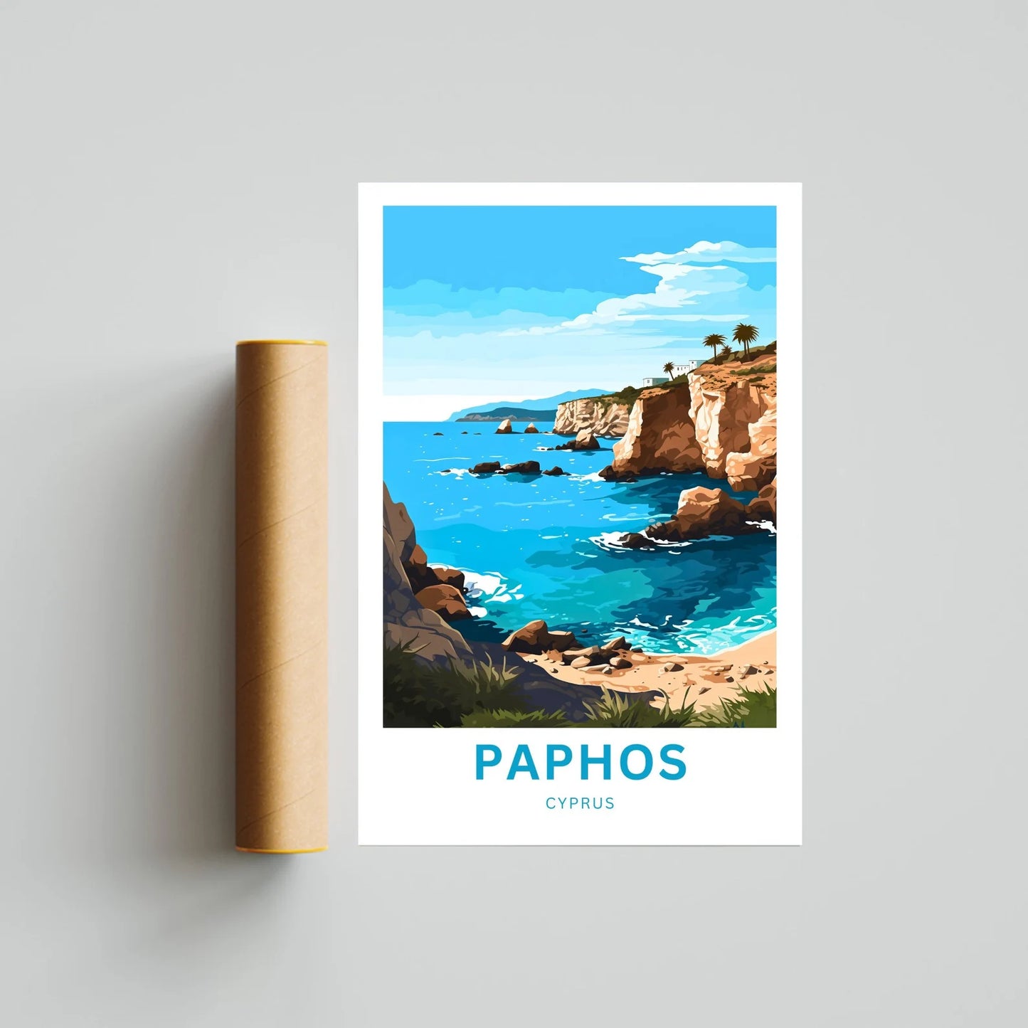 Paphos Travel Poster - Relaxing Coastal Water