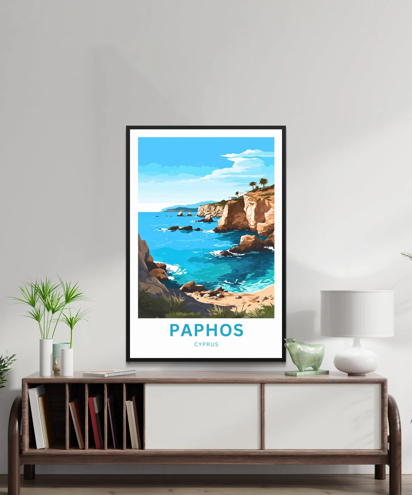 Paphos Travel Poster - Relaxing Coastal Water