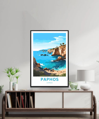 Paphos Travel Poster - Relaxing Coastal Water