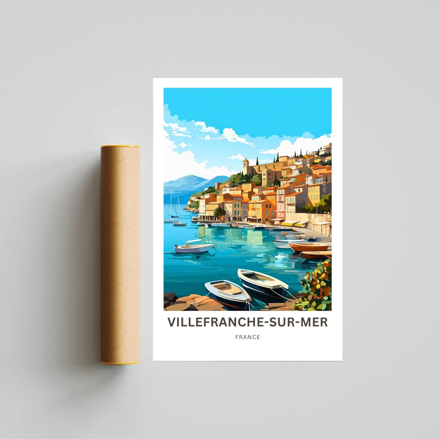 Villefranche-sur-Mer Travel Poster -  Southeastern France