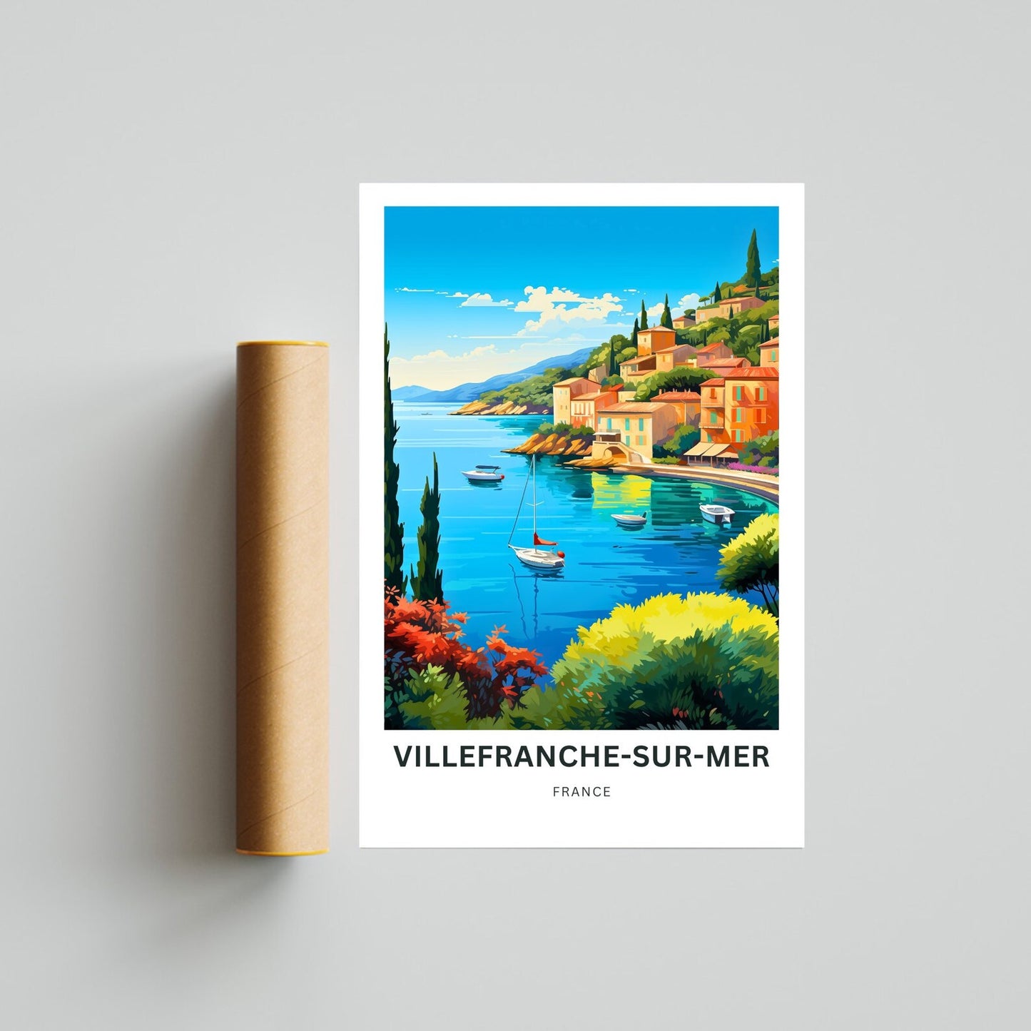 Villefranche-sur-Mer Travel Poster -  Riviera’s Hidden Gem