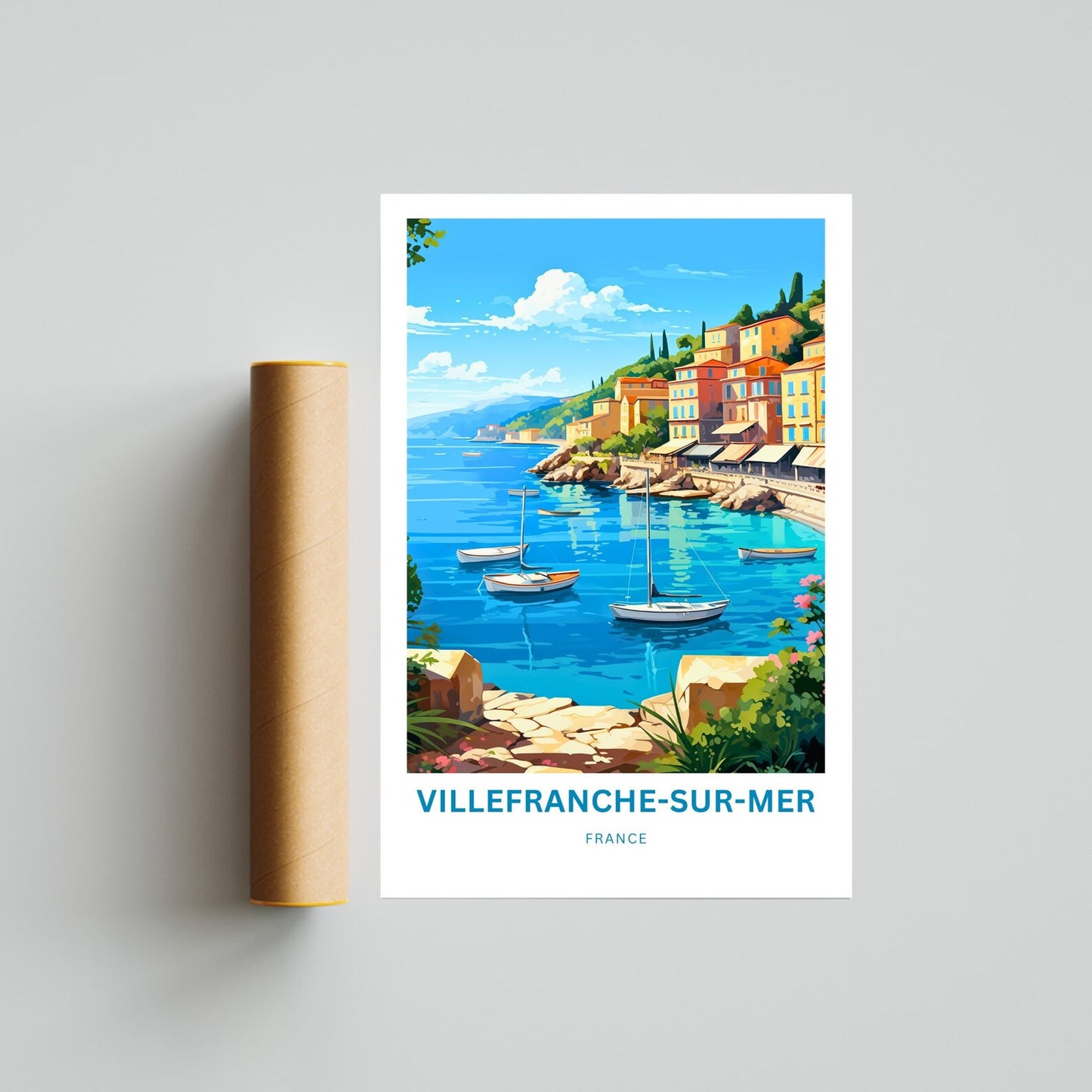 Villefranche-sur-Mer Travel Poster -  Colors of the Côte d’Azur
