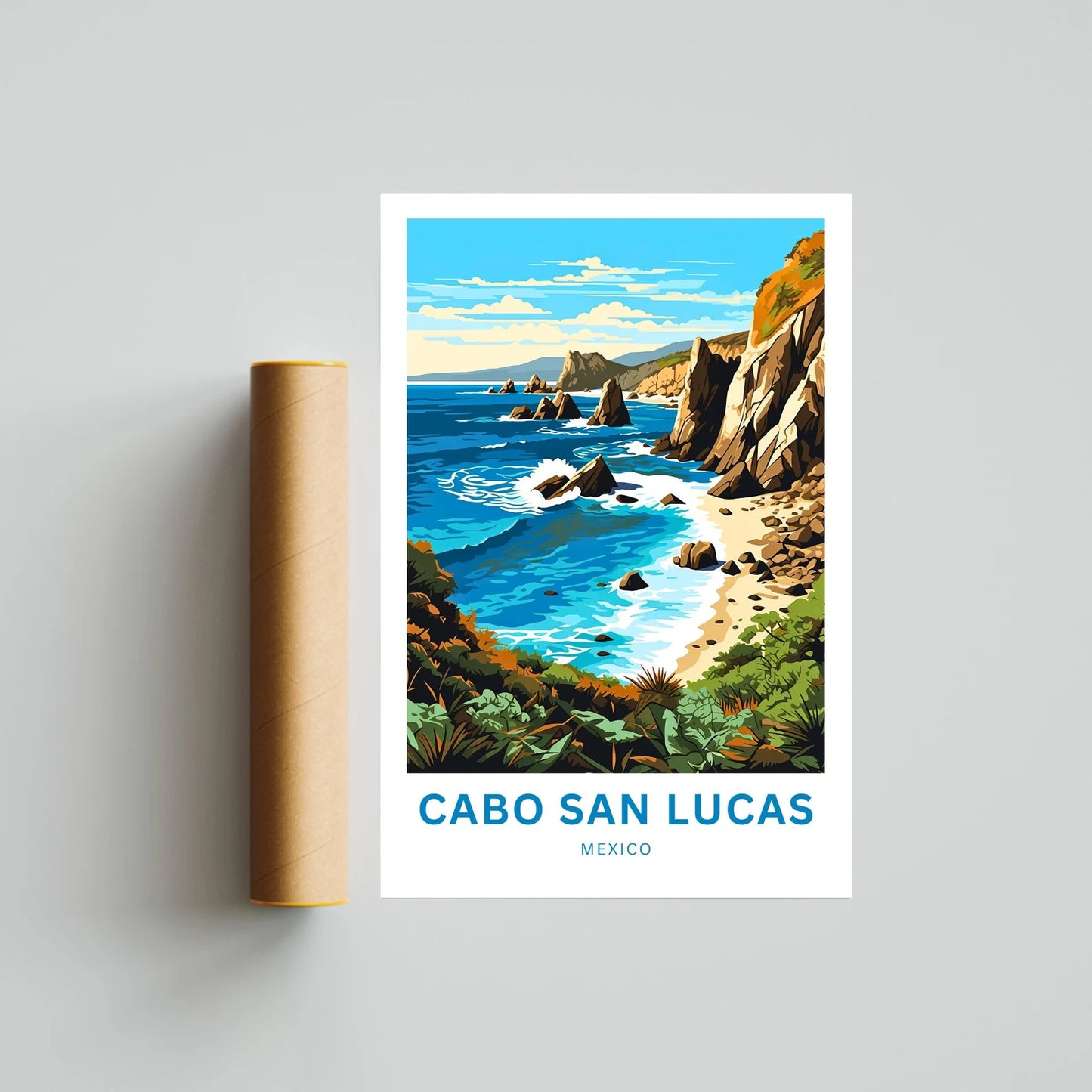 Cabo San Lucas Travel Poster- Mexico Coastal Beach