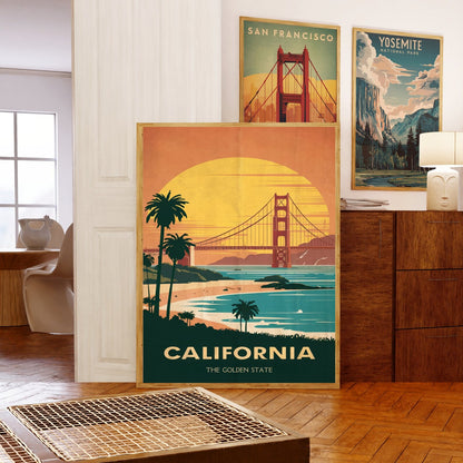 California Vintage Travel Poster - Retro California Dream