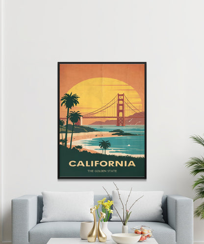 California Vintage Travel Poster - Retro California Dream