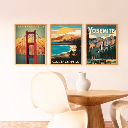 California Vintage Travel Poster - Coastline Charm