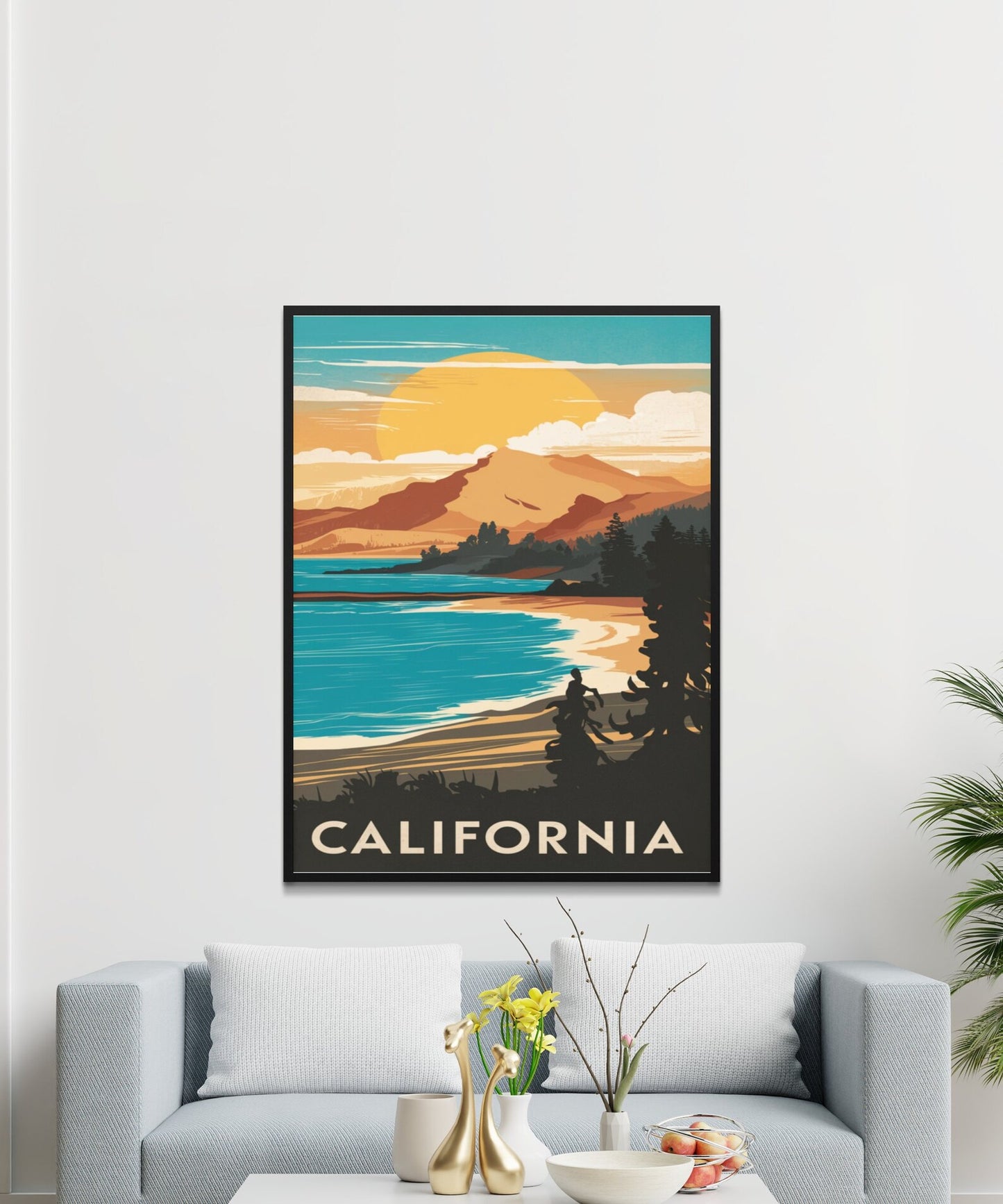 California Vintage Travel Poster - Coastline Charm