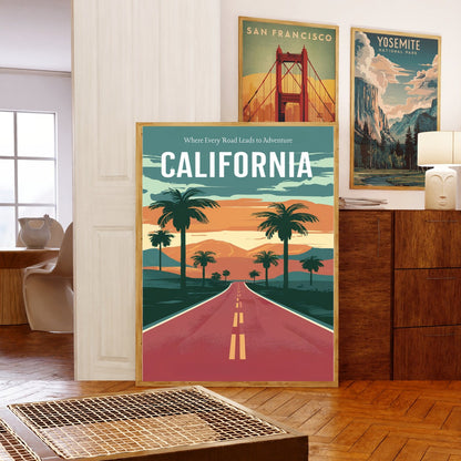 California Vintage Travel Poster - Golden State Gems