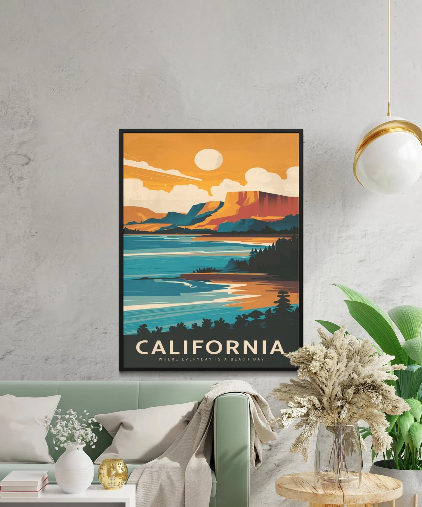 California Vintage Travel Poster - Retro Sunshine