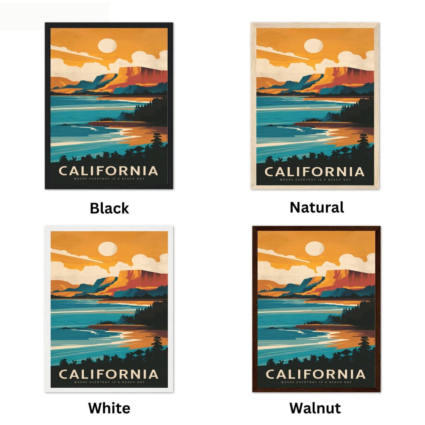 California Vintage Travel Poster - Retro Sunshine