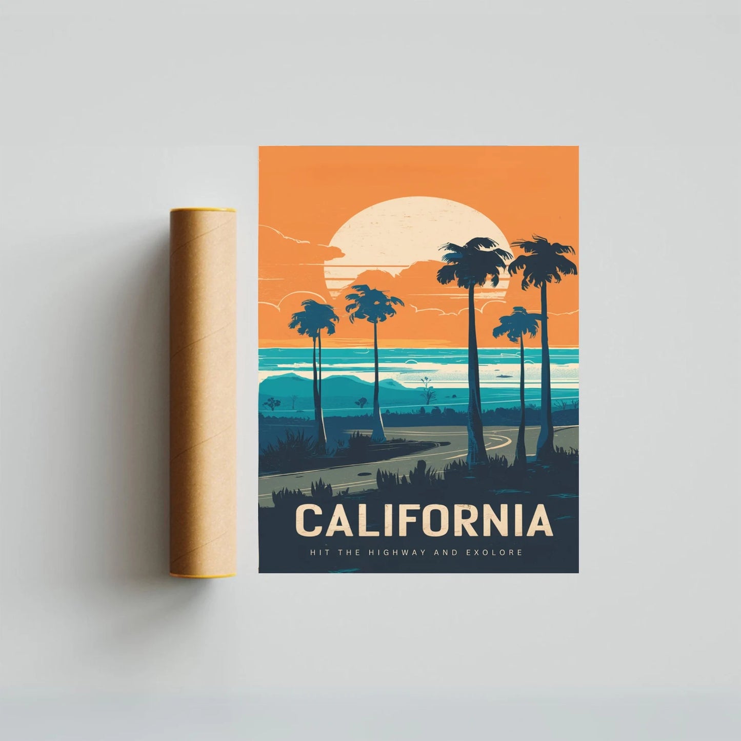 California Vintage Travel Poster - Golden State Glamour