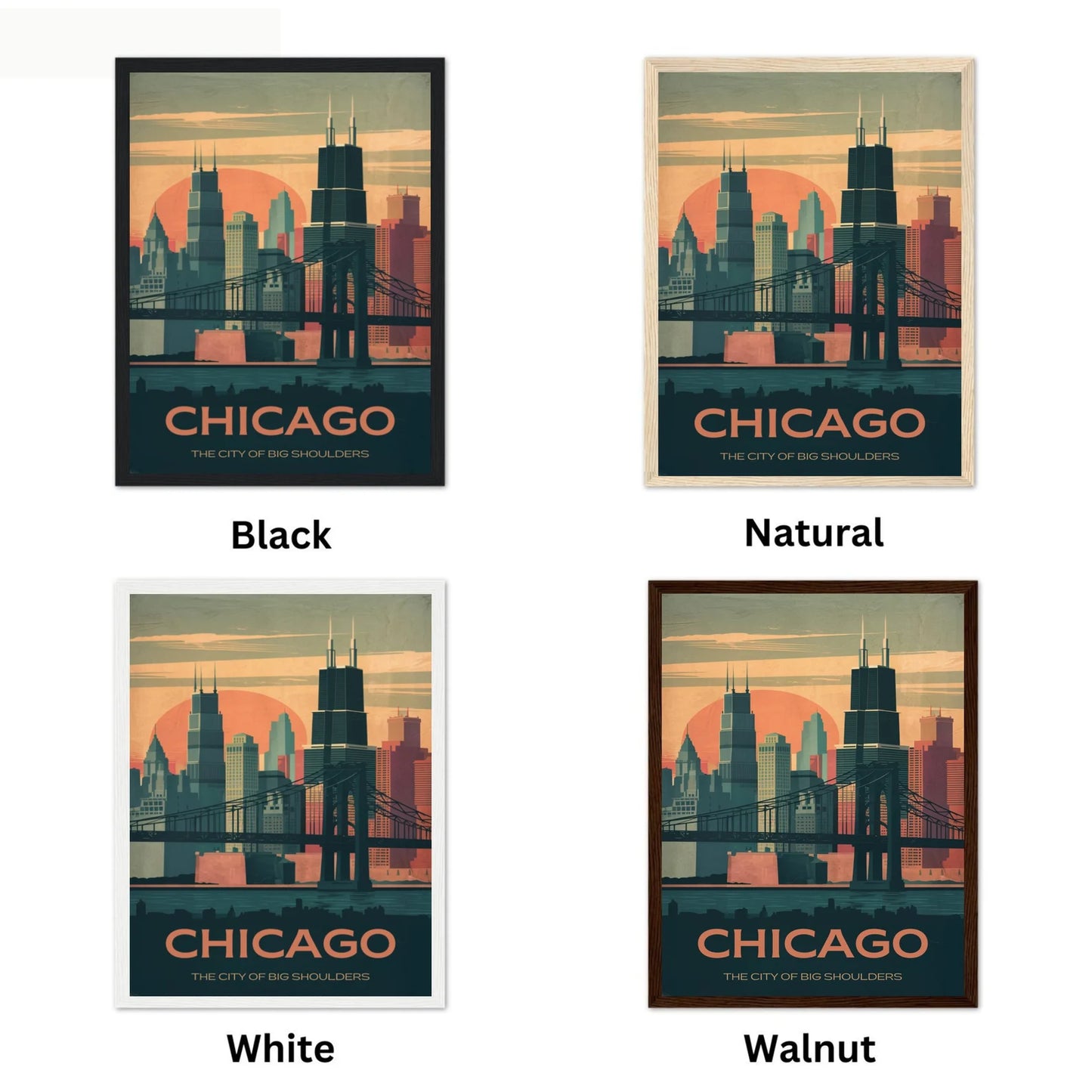 Chicago Vintage Travel Poster