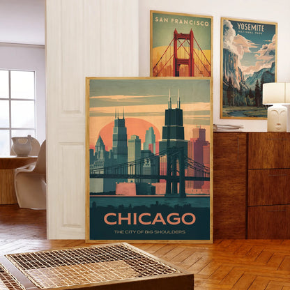 Chicago Vintage Travel Poster