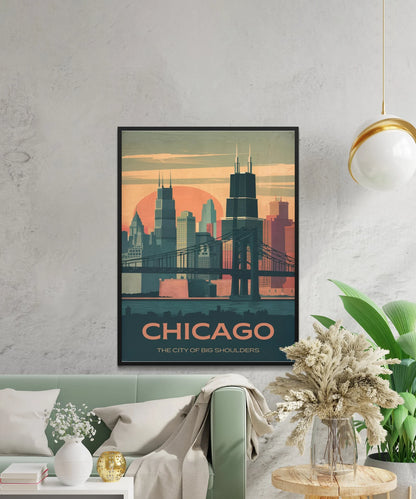 Chicago Vintage Travel Poster