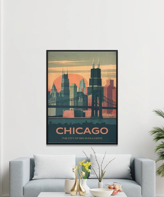 Chicago Vintage Travel Poster