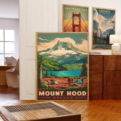 Mount Hood Vintage Travel Poster