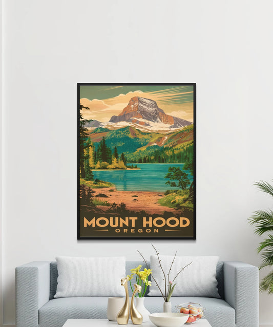 Mount Hood Vintage Travel Poster - Timeless Alpine Beauty