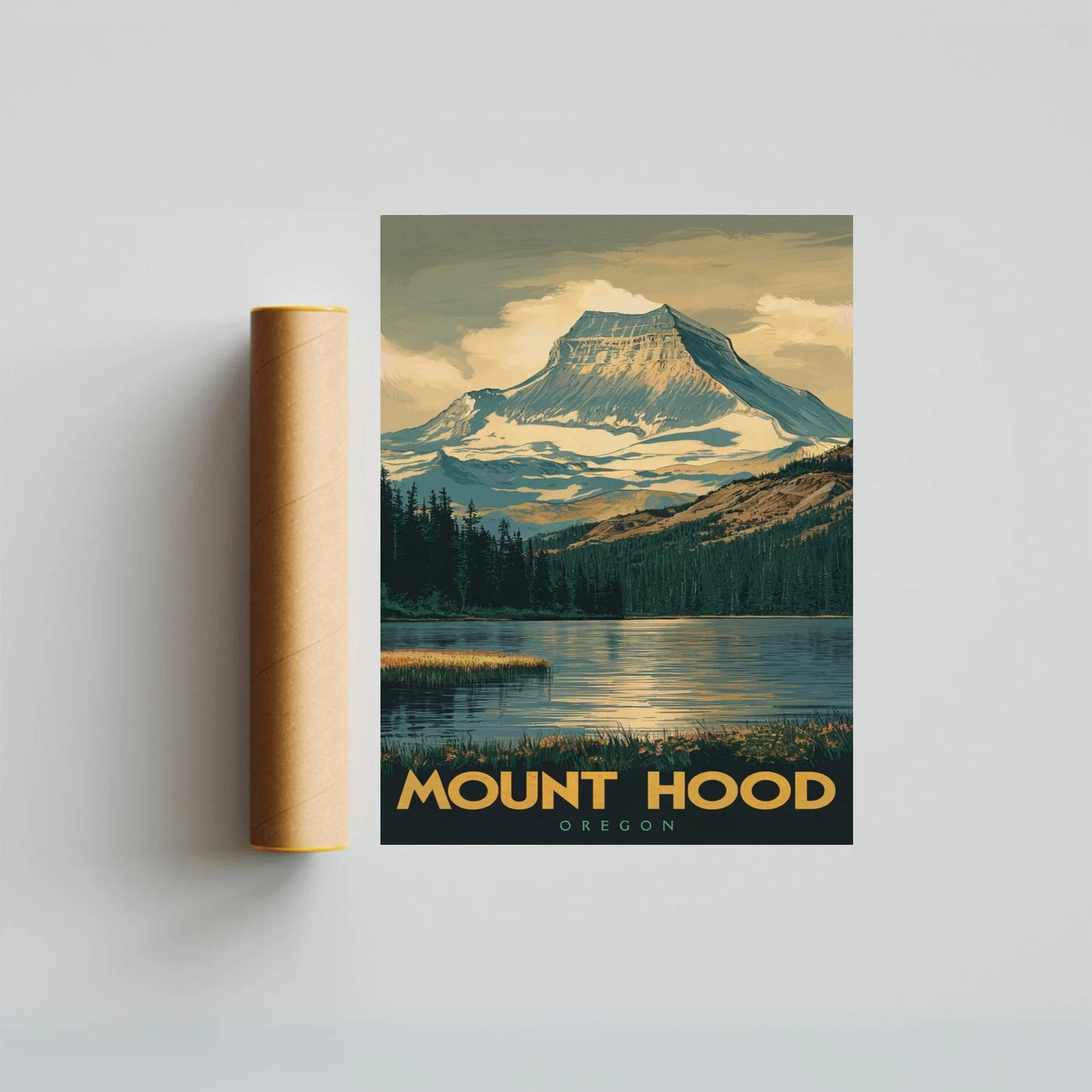 Mount Hood Vintage Travel Poster - Alpine Serenity