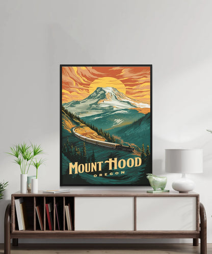 Mount Hood Vintage Travel Poster - Mountain Majesty