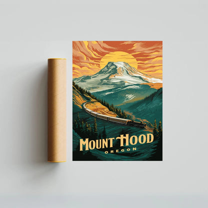 Mount Hood Vintage Travel Poster - Mountain Majesty