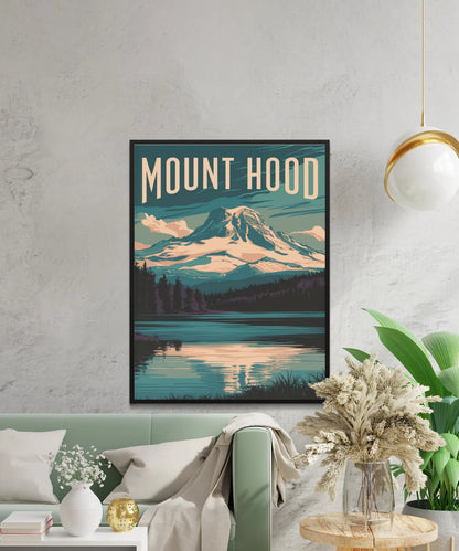 Mount Hood Vintage Travel Poster - Retro Mountain Views