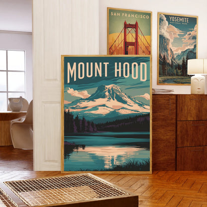 Mount Hood Vintage Travel Poster - Retro Mountain Views