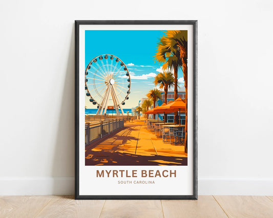 Myrtle Beach Travel Poster- Relaxing Beach Pier