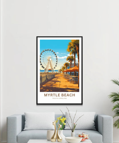 Myrtle Beach Travel Poster- Relaxing Beach Pier
