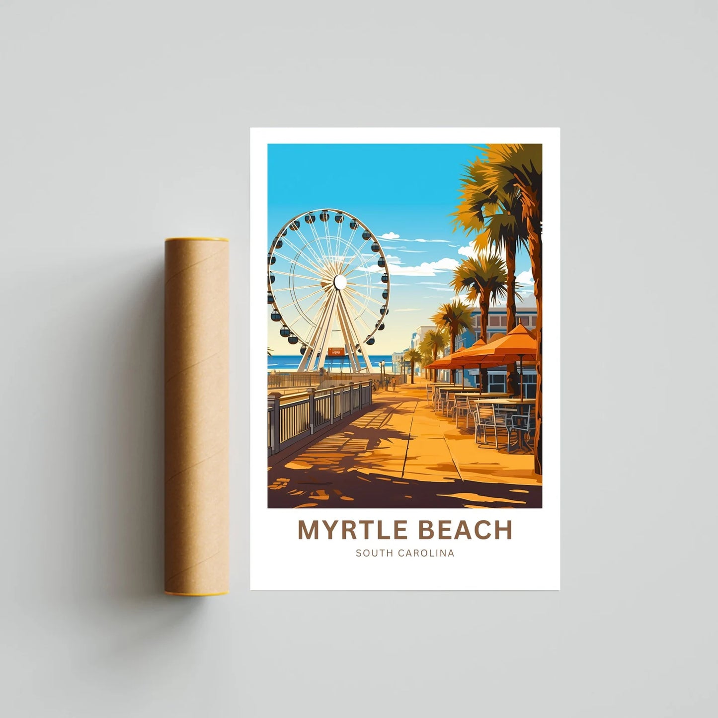 Myrtle Beach Travel Poster- Relaxing Beach Pier