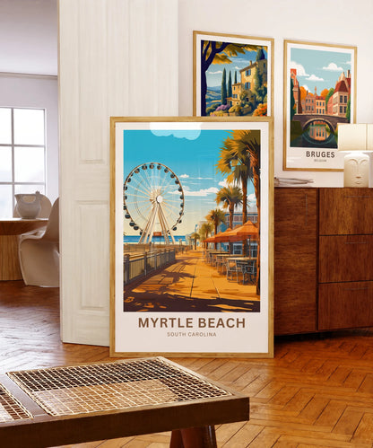 Myrtle Beach Travel Poster- Relaxing Beach Pier