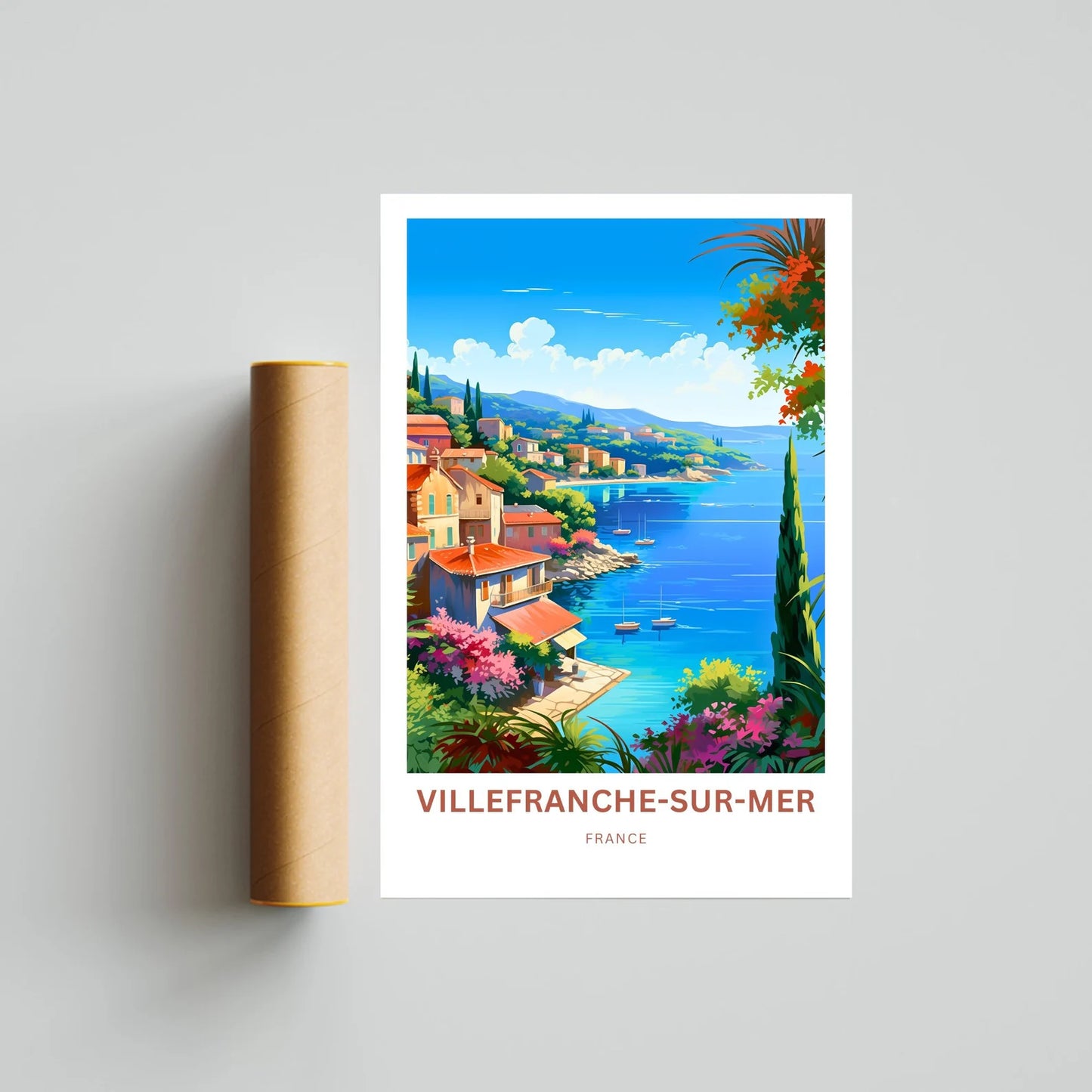 Villefranche-sur-Mer Travel Poster -  Serenity by the Sea
