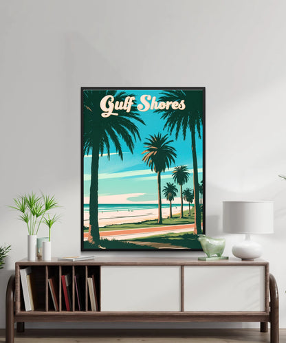 Gulf Shores Vintage Travel Poster - Alabama Serene Beach