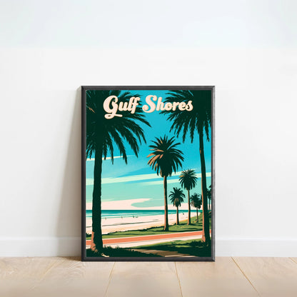 Gulf Shores Vintage Travel Poster - Alabama Serene Beach