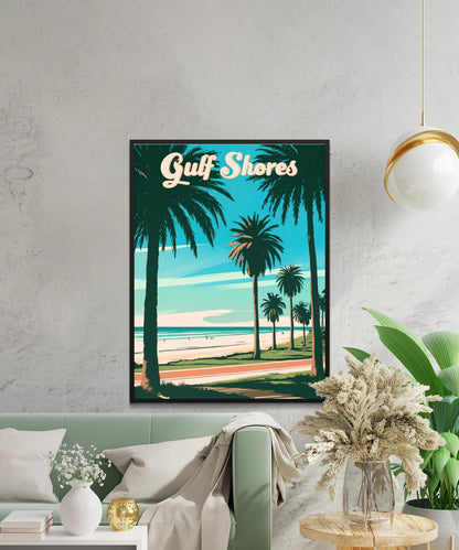 Gulf Shores Vintage Travel Poster - Alabama Serene Beach