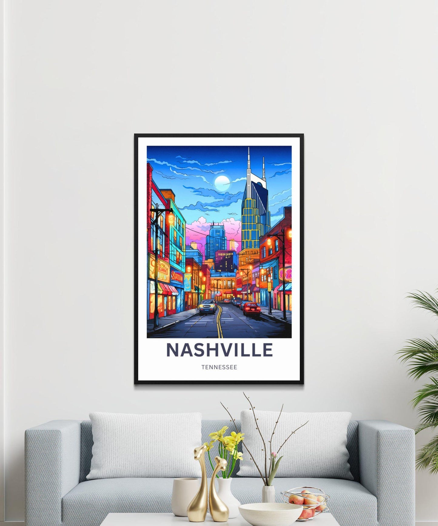 Nashville Travel Poster - Captivating Neon Street Lights