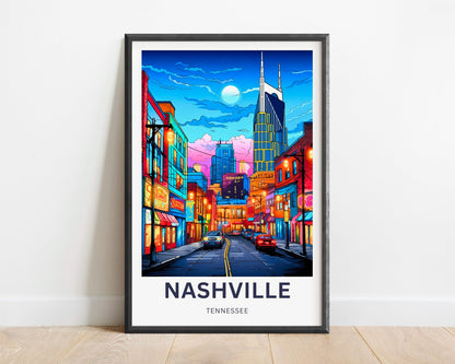Nashville Travel Poster - Captivating Neon Street Lights