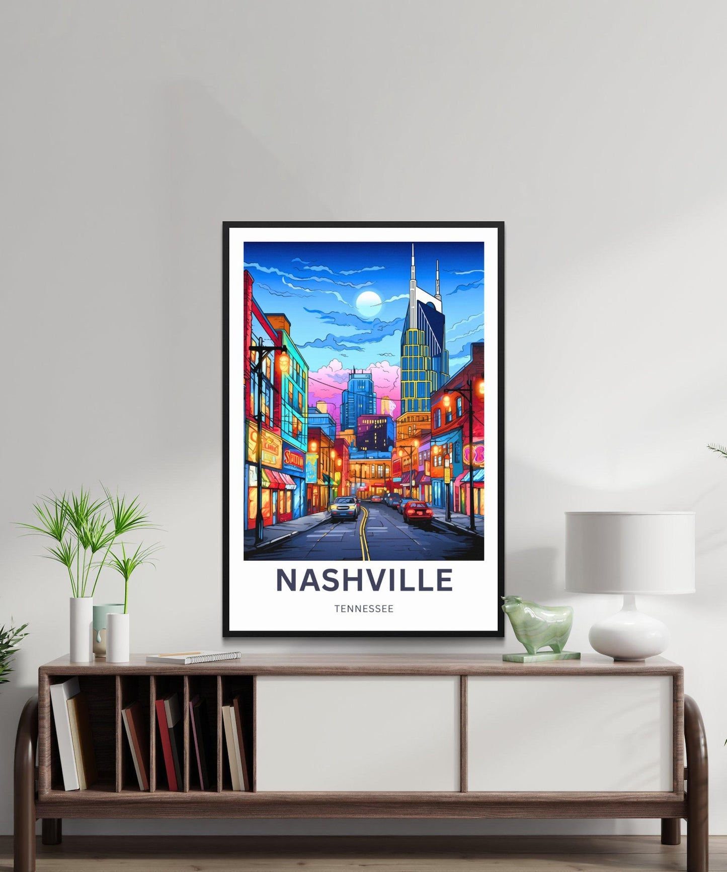 Nashville Travel Poster - Captivating Neon Street Lights