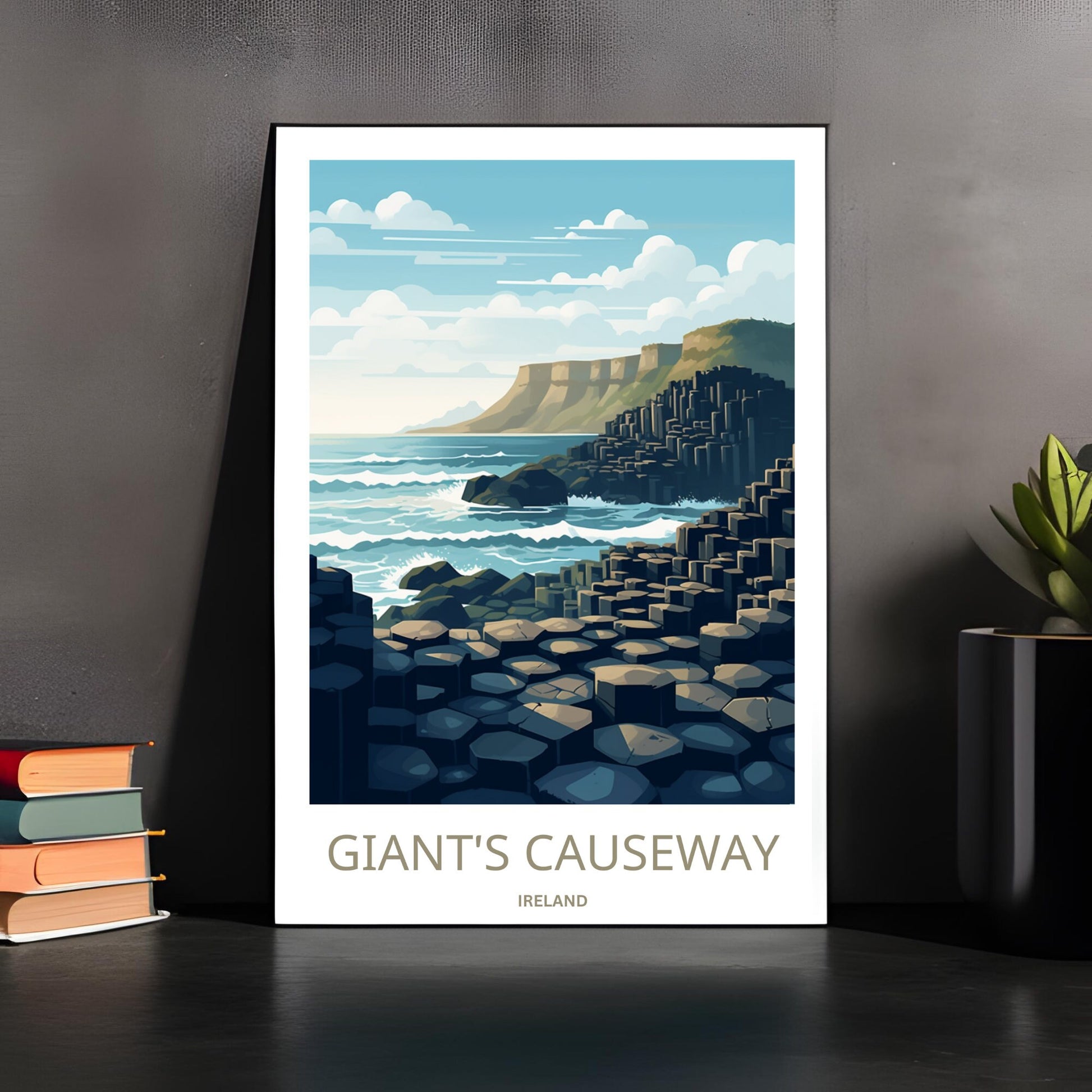 The Giant's Causeway Print | Ireland Wall Art | Travel Poster | Wild Atlantic Print | Giant's Causeway Poster | Ireland Poster - TravelTreasureCo