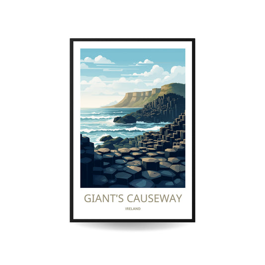 The Giant's Causeway Print | Ireland Wall Art | Travel Poster | Wild Atlantic Print | Giant's Causeway Poster | Ireland Poster - TravelTreasureCo