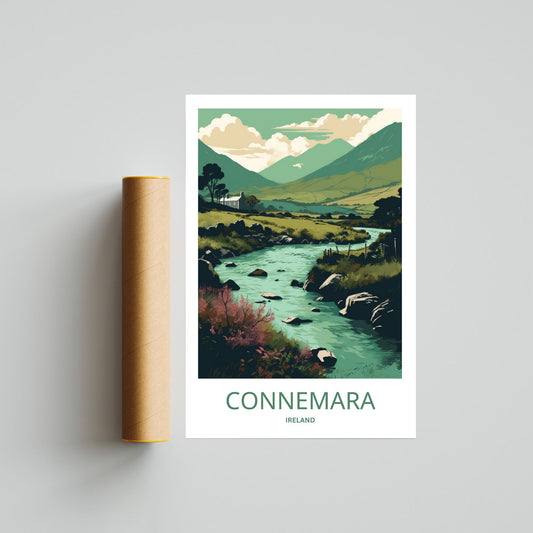 Connemara Print | Ireland Wall Art | Travel Poster | Wild Atlantic Print | Connemara Poster | Ireland Poster - TravelTreasureCo