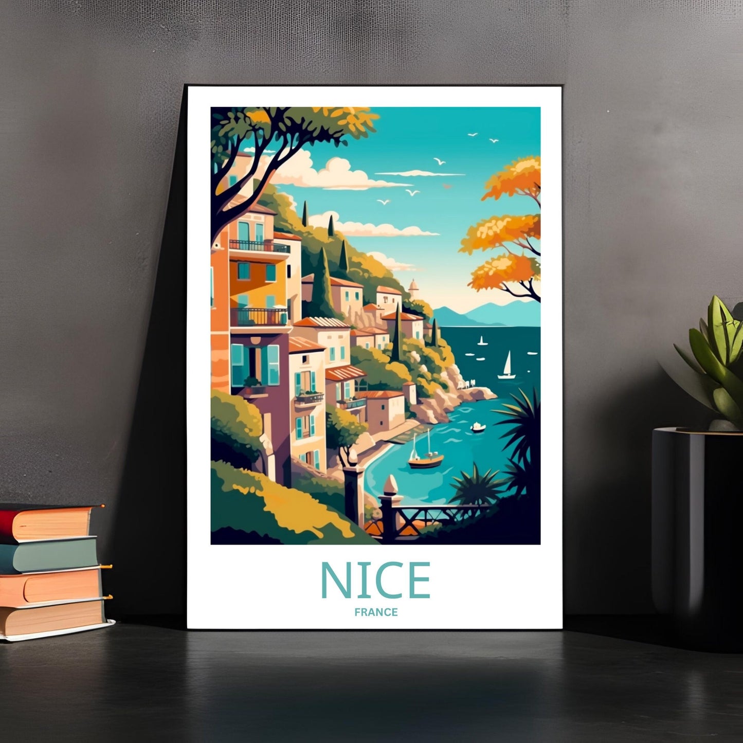 Nice, France Print | France Wall Art | Travel Poster | Wild Atlantic Print | Nice Poster | French Poster - TravelTreasureCo