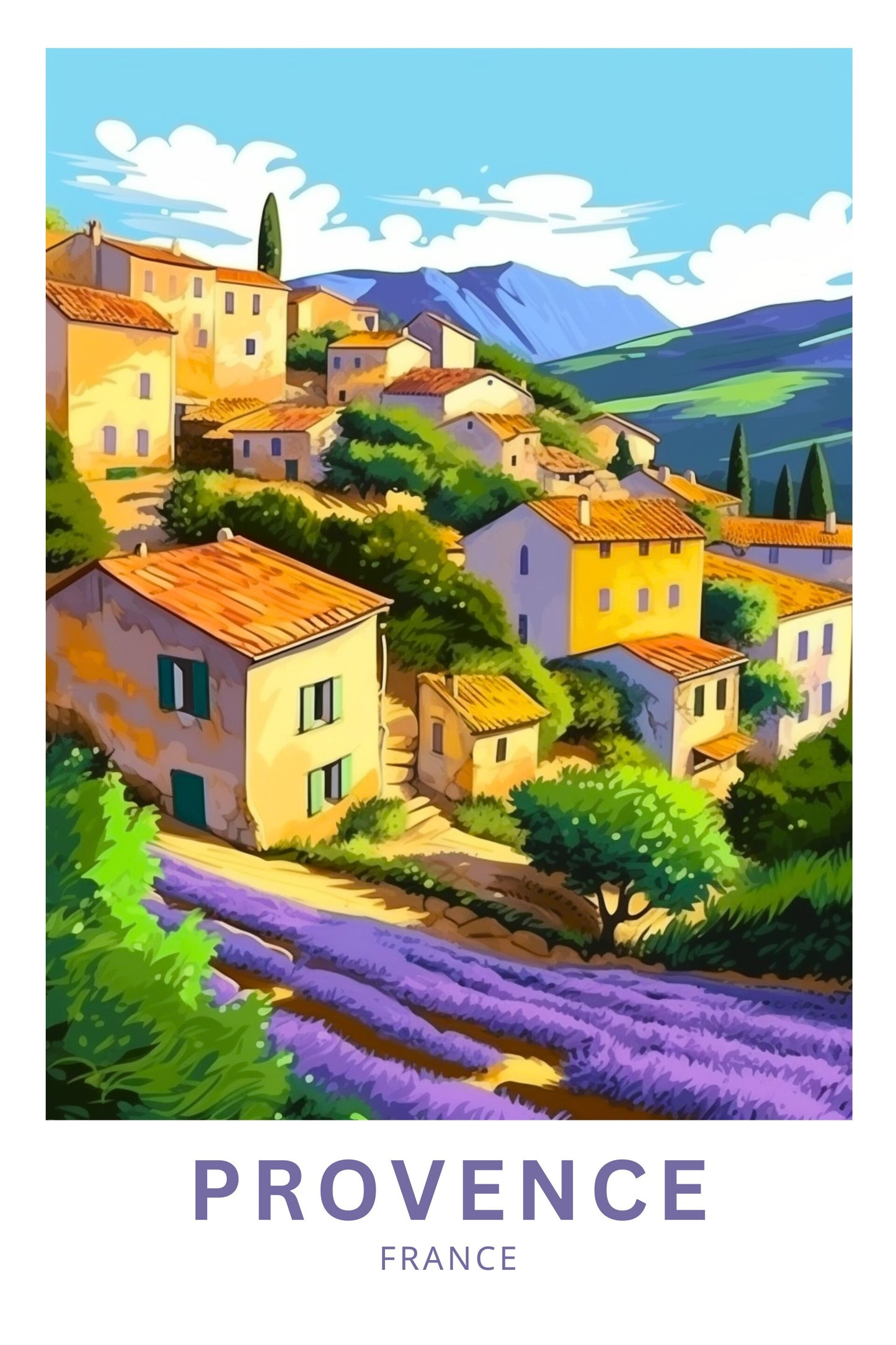 Provence, France Print | France Wall Art | Travel Poster | Provence | Provence Region | French Countryside Poster Gift - TravelTreasureCo