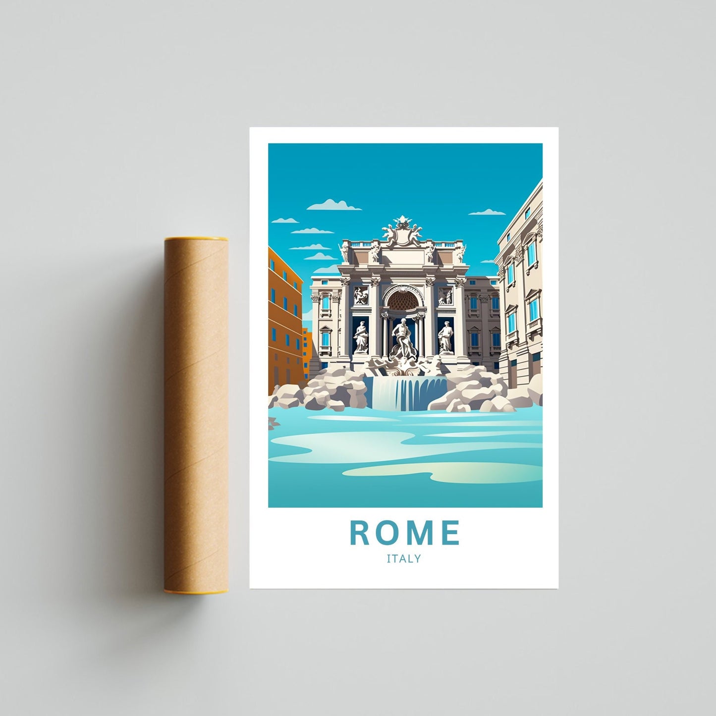 Rome travel print - Rome, Italy poster, Street, City, Trevi Fountain poster, Birthday present, Gift - TravelTreasureCo