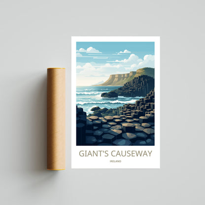 The Giant's Causeway Print | Ireland Wall Art | Travel Poster | Wild Atlantic Print | Giant's Causeway Poster | Ireland Poster - TravelTreasureCo