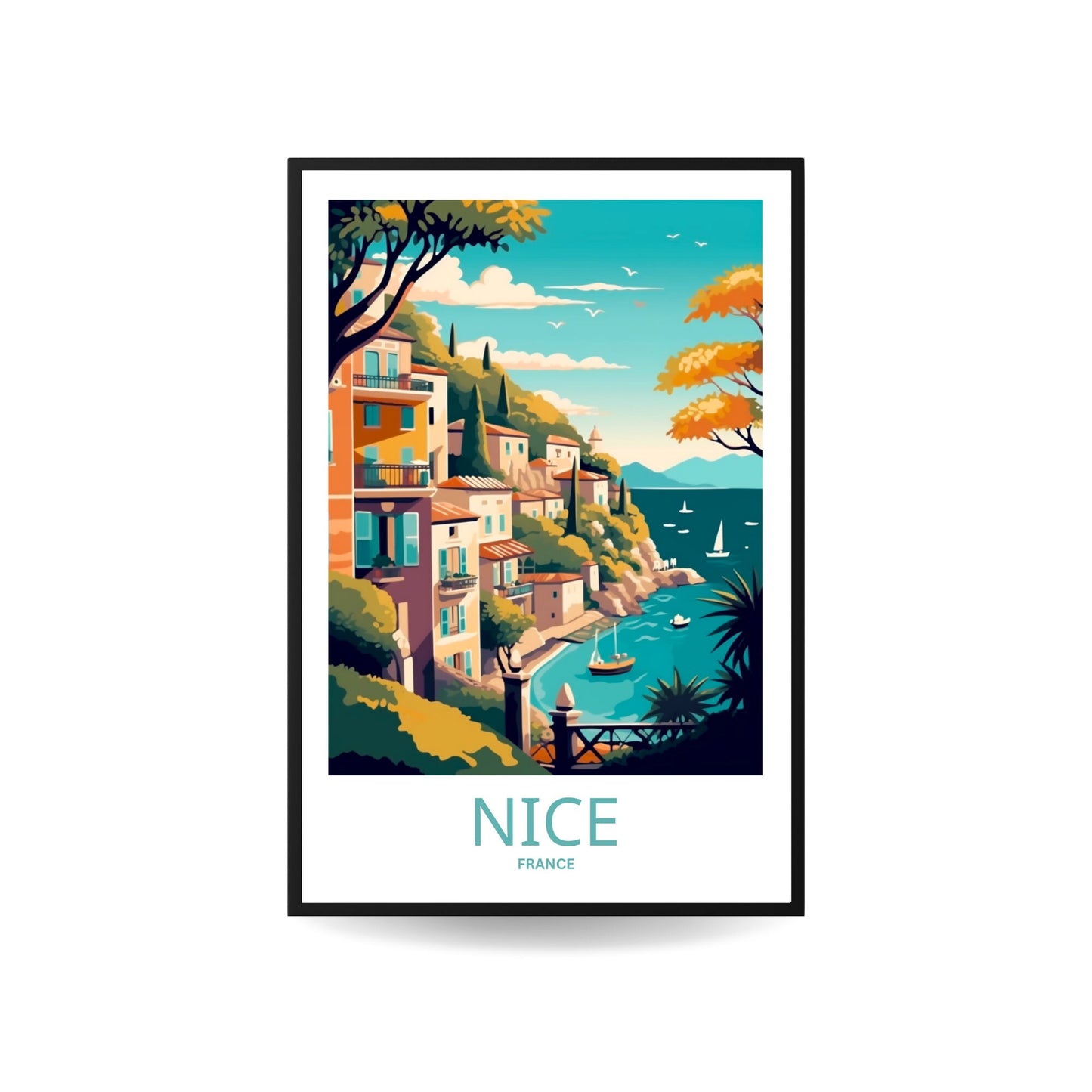 Nice, France Print | France Wall Art | Travel Poster | Wild Atlantic Print | Nice Poster | French Poster - TravelTreasureCo