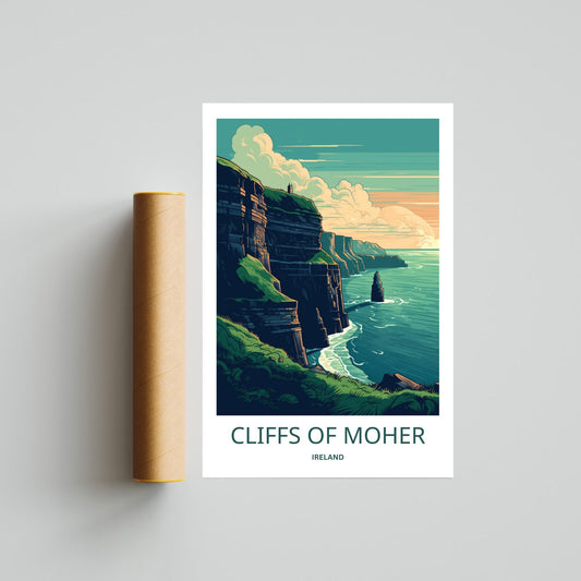 Cliffs Of Moher Print | Ireland Wall Art | Travel Poster | Wild Atlantic Print | Cliffs of Moher Poster | Ireland Poster | Ireland Poster - TravelTreasureCo